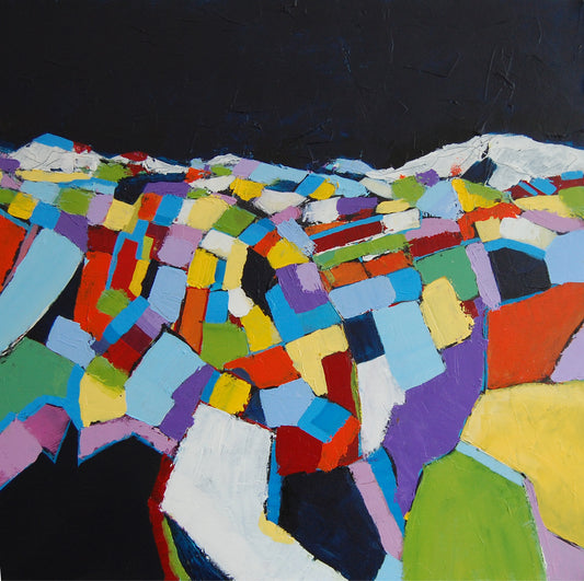 Patchwork Landscape - Original Abstract Landscape Painting