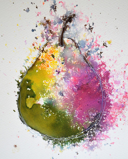 Pink Green Pear II - Original Still Life Painting