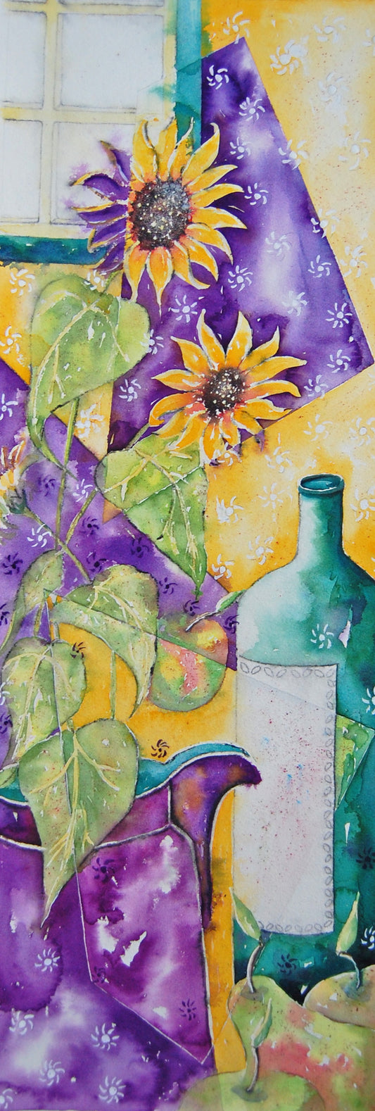 Purple Jug with Sunflowers II - Original Painting