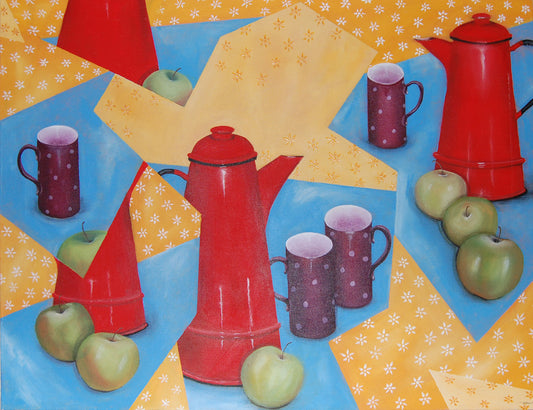 Red Coffee Pot -  Original Painting